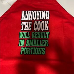 Red Kitchen Apron with Humorous Print